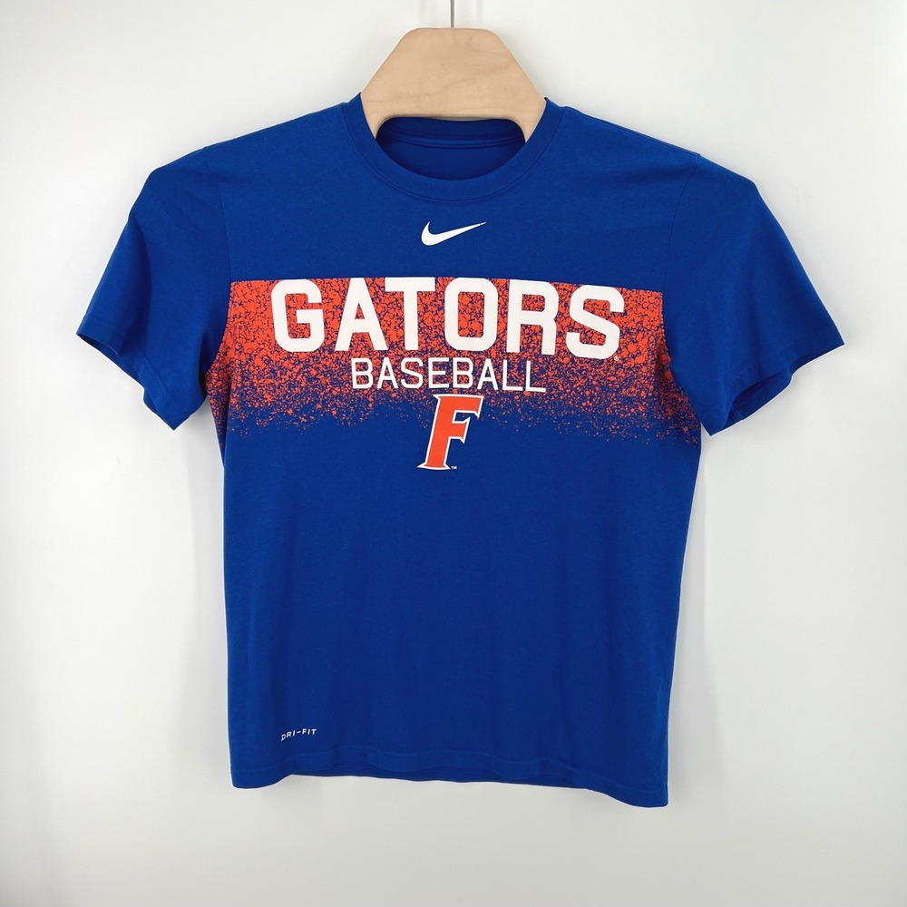 Nike Florida Gators Baseball Shirt Small Dri-FIT Blue NCAA Gameday Athletic Tee